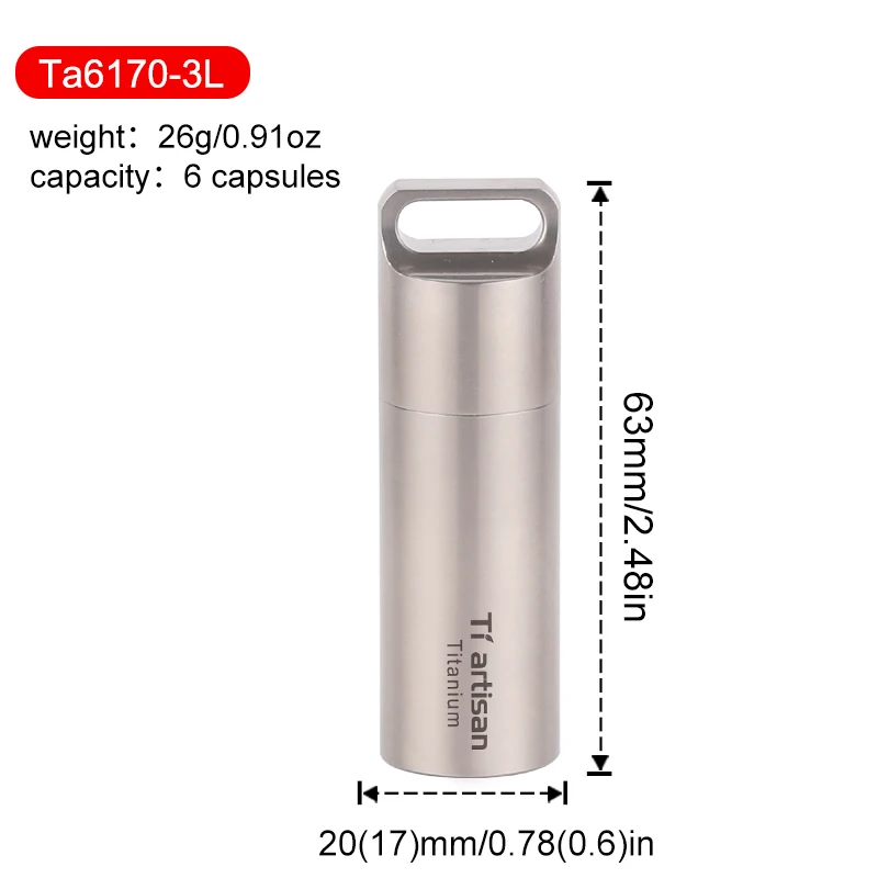 Tiartisan Titan Mini EDC Werkzeuge Tragbare versiegelte Medizinflasche Home Outdoor Pillendose Wasserdichter Titan-Pillenbehälter 6