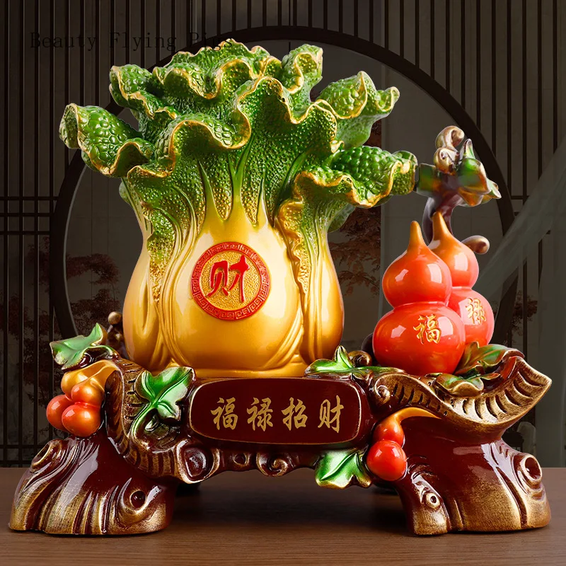 

1 Pc Chinese Style Resin Cabbage Gourd Ornaments Feng Shui Accessories Shop Opening and Housewarming Gifts Home Decoration