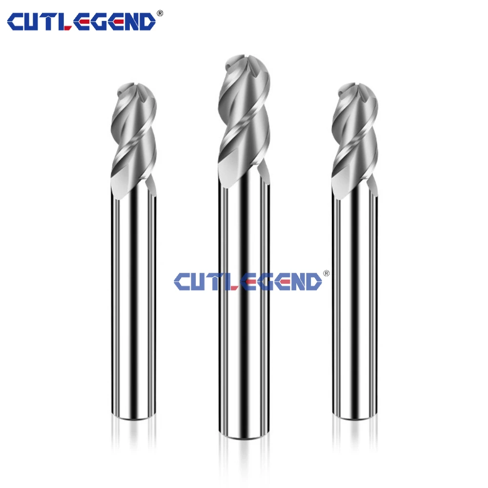 HRC60 3-Schneiden-Wolframstahl-Hartmetall-Kugelfräser für Aluminium und Kupfer R0.5 R1 R1.5 R2 R3 R4 R5 R6 Kugelfräser – Detail 1