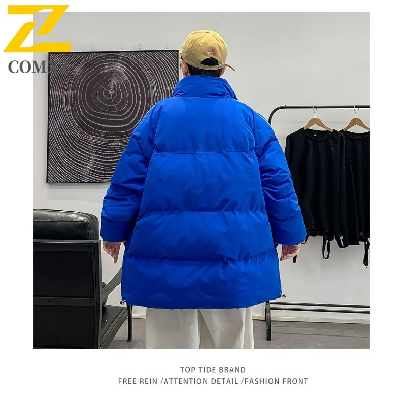 COMXZ Men Cotton-Padded Down Jacket Autumn Winter Ins Hong Kong Style Trendy Brand Loose Fit Plus Size Bread Stand Collar  Coat