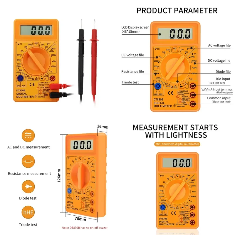 High Quality Low Price Mini LCD Display Digital Electronics Multimeter, Voltmeter Ammeter Ohmmeter Testing Instrument