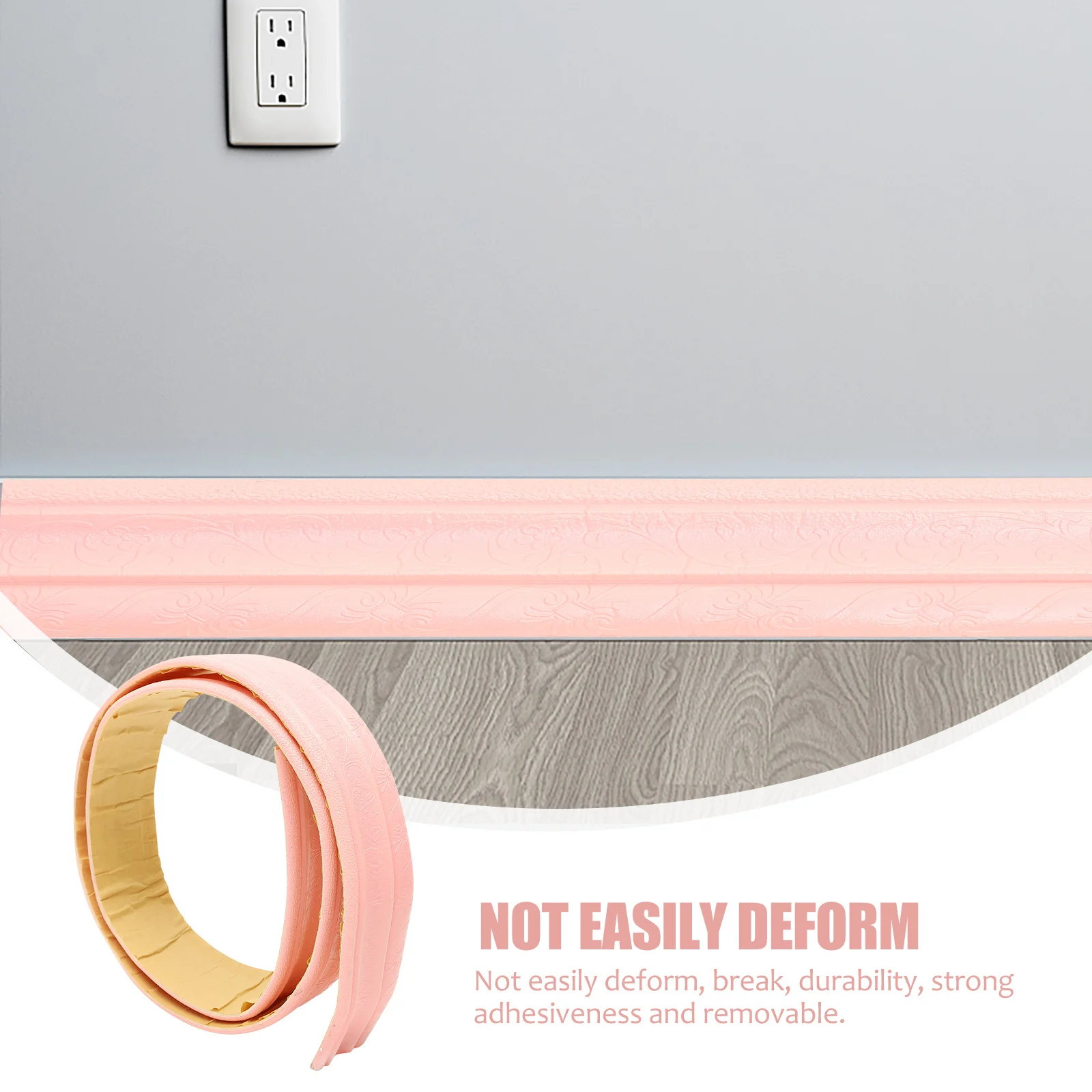 

3 Rolls Wall Skirting Border 3D Embossed Pattern Peel Stick Waterproof Skirting Line Decorative Wall Trim for Background