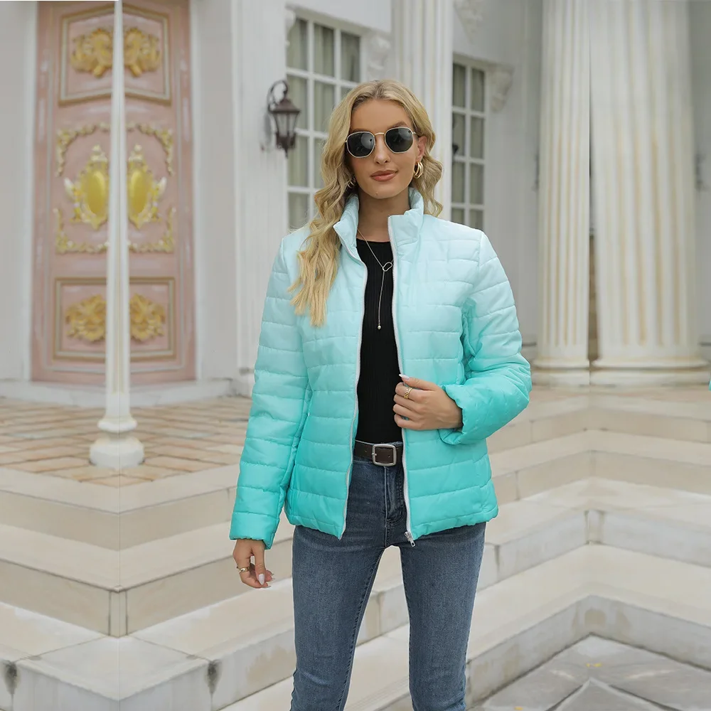 Fashion Autumn Winter Women's Padded Jacket Zip  Casual Slim Warm Padded  Elegant Long Sleeve White Street Jacket