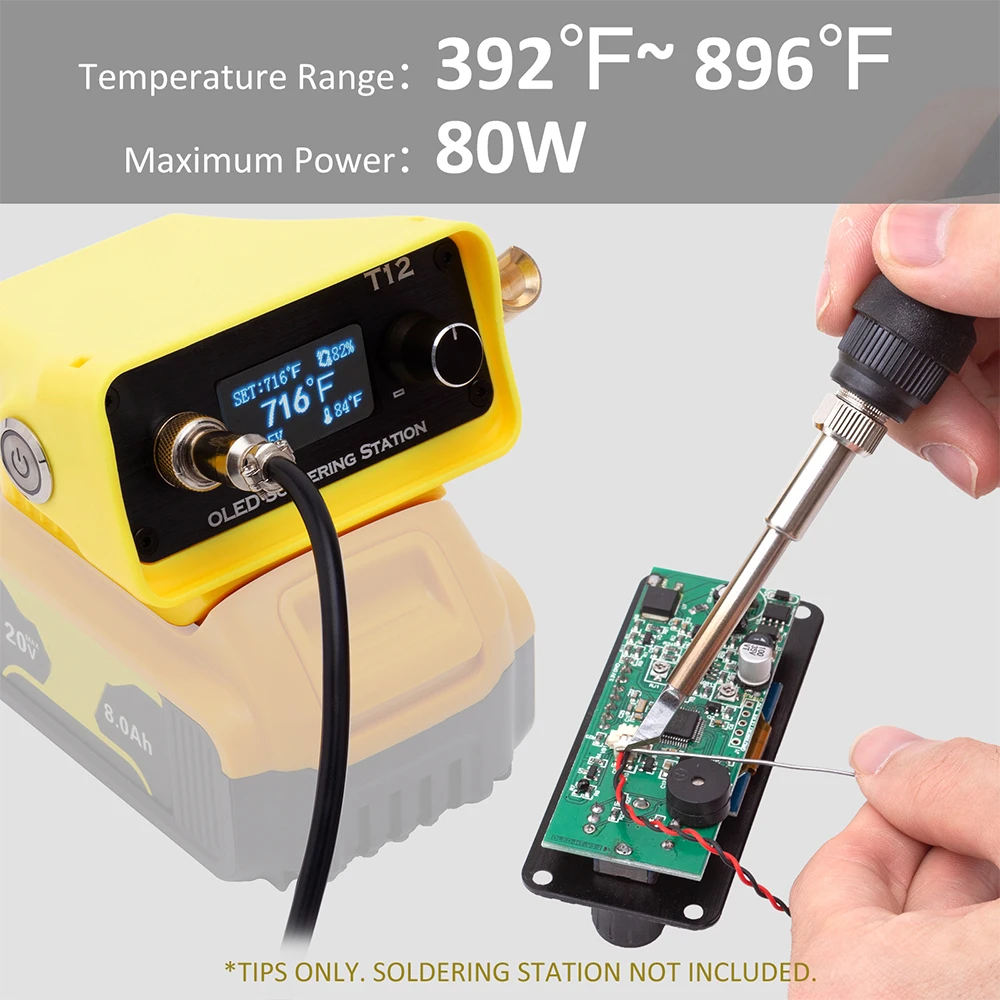 Stazione di saldatura regolabile OLED Quick Heating T12 stazione di saldatura per batteria agli ioni di litio DeWalt 18V per riparazione fai da te