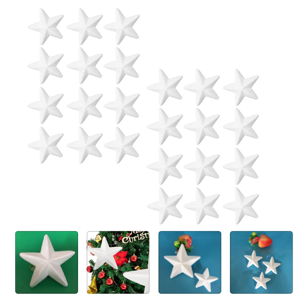24 ชิ้น DIY Craft Star โฟมเครื่องประดับต้นคริสต์มาสความหนาแน่นสูงเรียบพื้นผิว Handmade Party อุปกรณ์ตกแต่ง Xmas