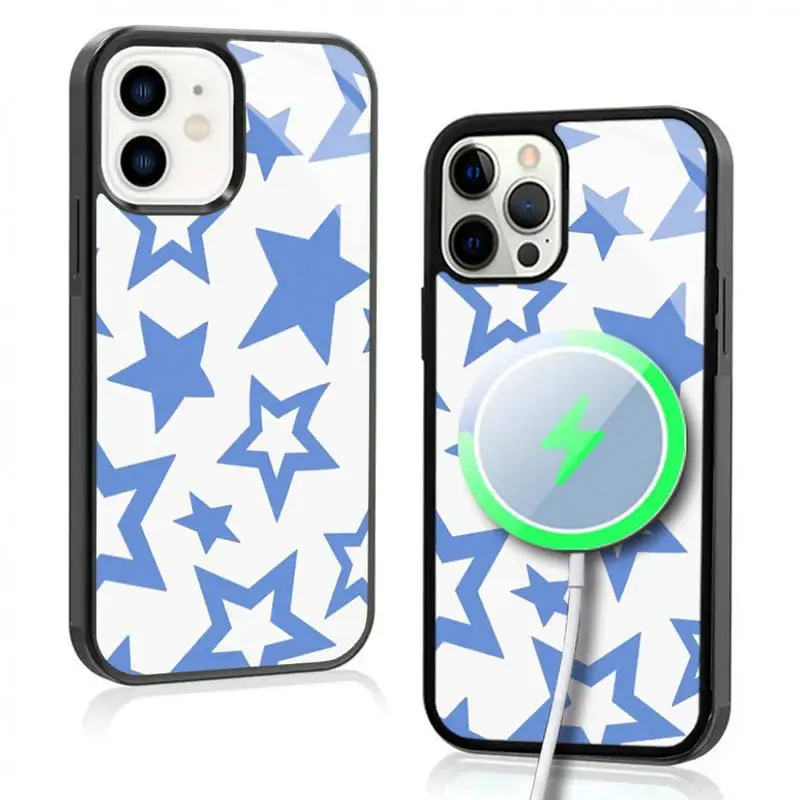 Bright Starry Phone Case For IPhone 11 12 13 14 15 Plus Pro Max Mirror Acrylic Cover For Magsafe Wireless Charging