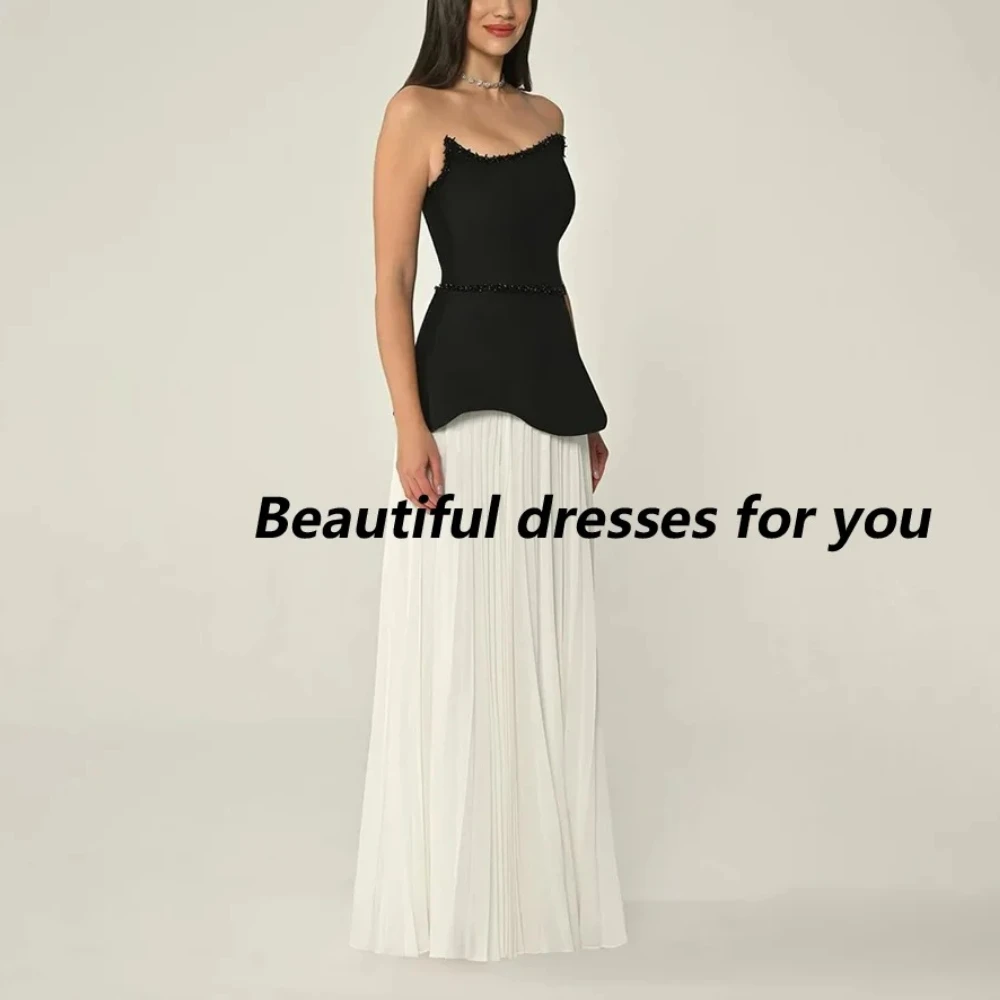 Robe de bal élégante sans bretelles, ligne A, robes de soirée au sol pour femmes, sans manches, robes de soirée formelles personnalisées, 2025