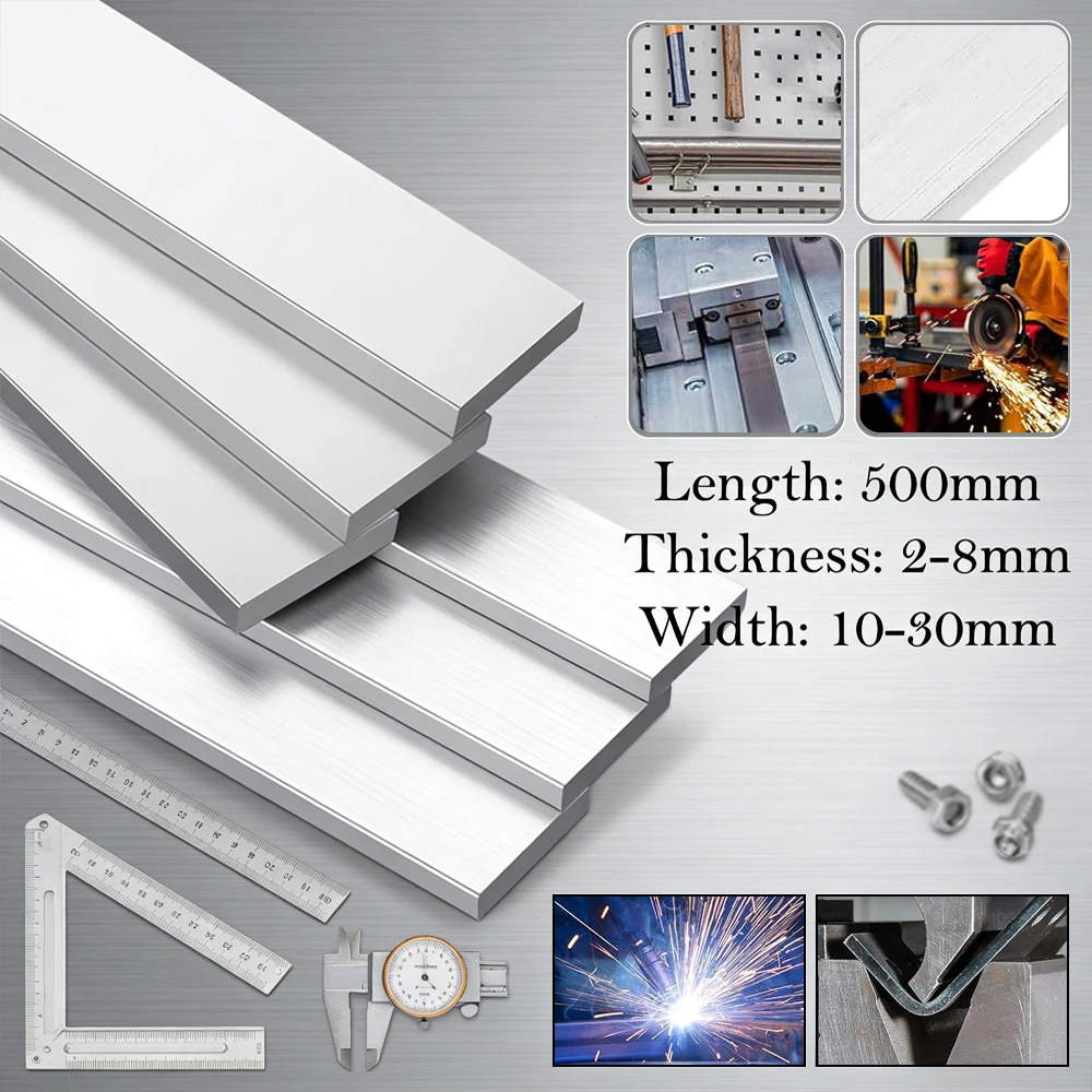 

1pcs 500mm Length 6061 Aluminum Flat Bar Stock for Machining, Fabrication & Custom Metalwork, Versatile