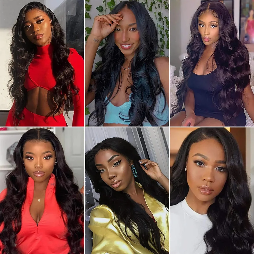 Natural Black Human Hair Bundles 13x4 Lace Frontal Extensions 22 24 26 Inches Brazilian 100% Real Human Hair For Woman Color #1B