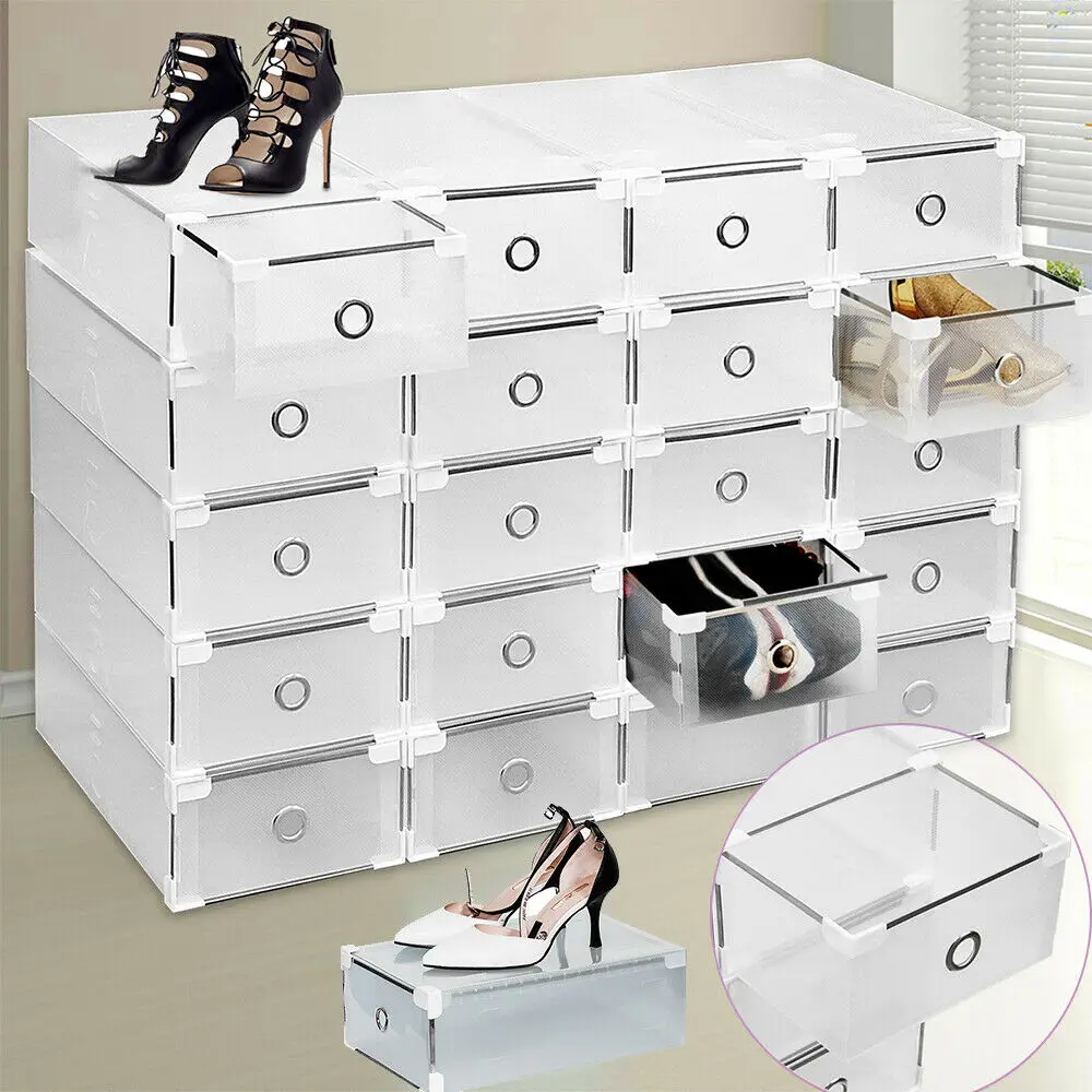 20-piece Set of Foldable Drawer-Type Shoe Boxes, Thickened White Design for Home Shoe Storage and Multipurpose Tool Storage