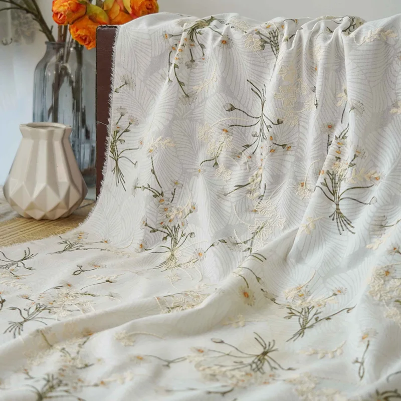 

Elegant embroidery floral jacquard fabric DIY dress shawl dress shirt sewing fabric 100*145CM