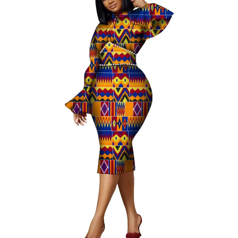 African Elegant Dress Women New Style Bazin Riche Plus Size Dashiki Print Office Outing Elegant Lady Party Clothing