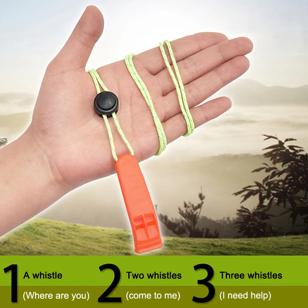 Multi-function Outdoor Camp Hiking Whistle with Lanyard Survival Emergency Tools