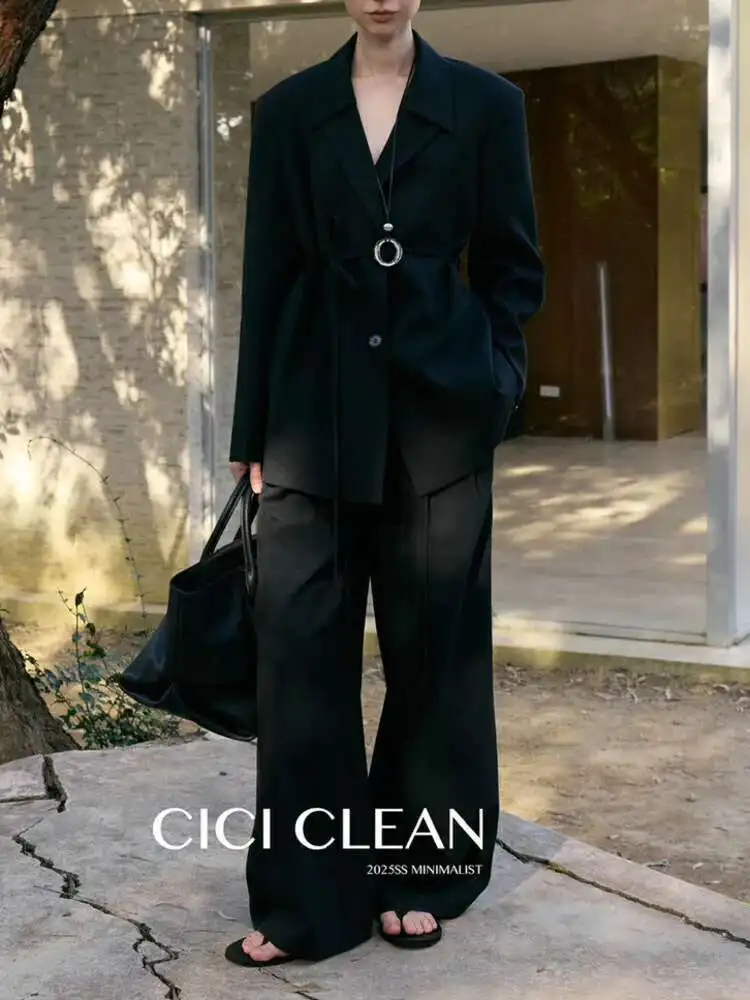 BJTZ Baidu Pure Kleur Eenvoudig 2025, Lente en Herfst Nieuwe Vrouwelijke Losse Tube Top Temperament Mode Broek Tweedelige set Bodycon