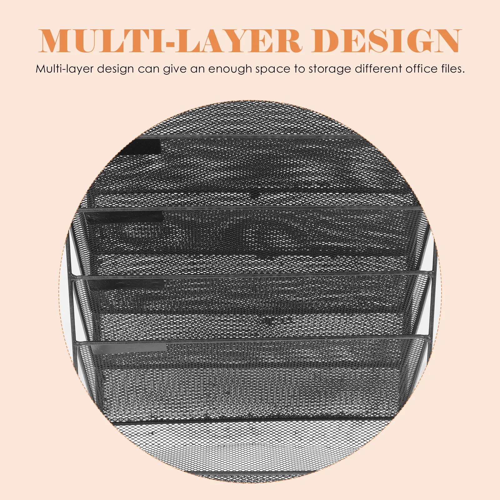 

Wall Mounted Multi-Layer Metal File Organizer Rack for Home Office Dormitory Document Storage Hanging File Holder Mesh Design