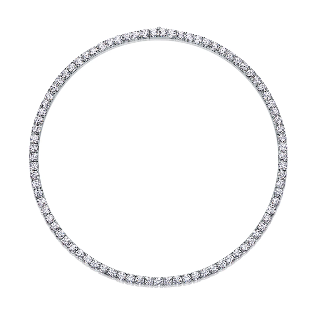 Fine 0.1ct Round Brilliant Cut Moissanite Necklace Tennis Chain with S925 Silver Gold & White Color Certified GRA Elegant Style