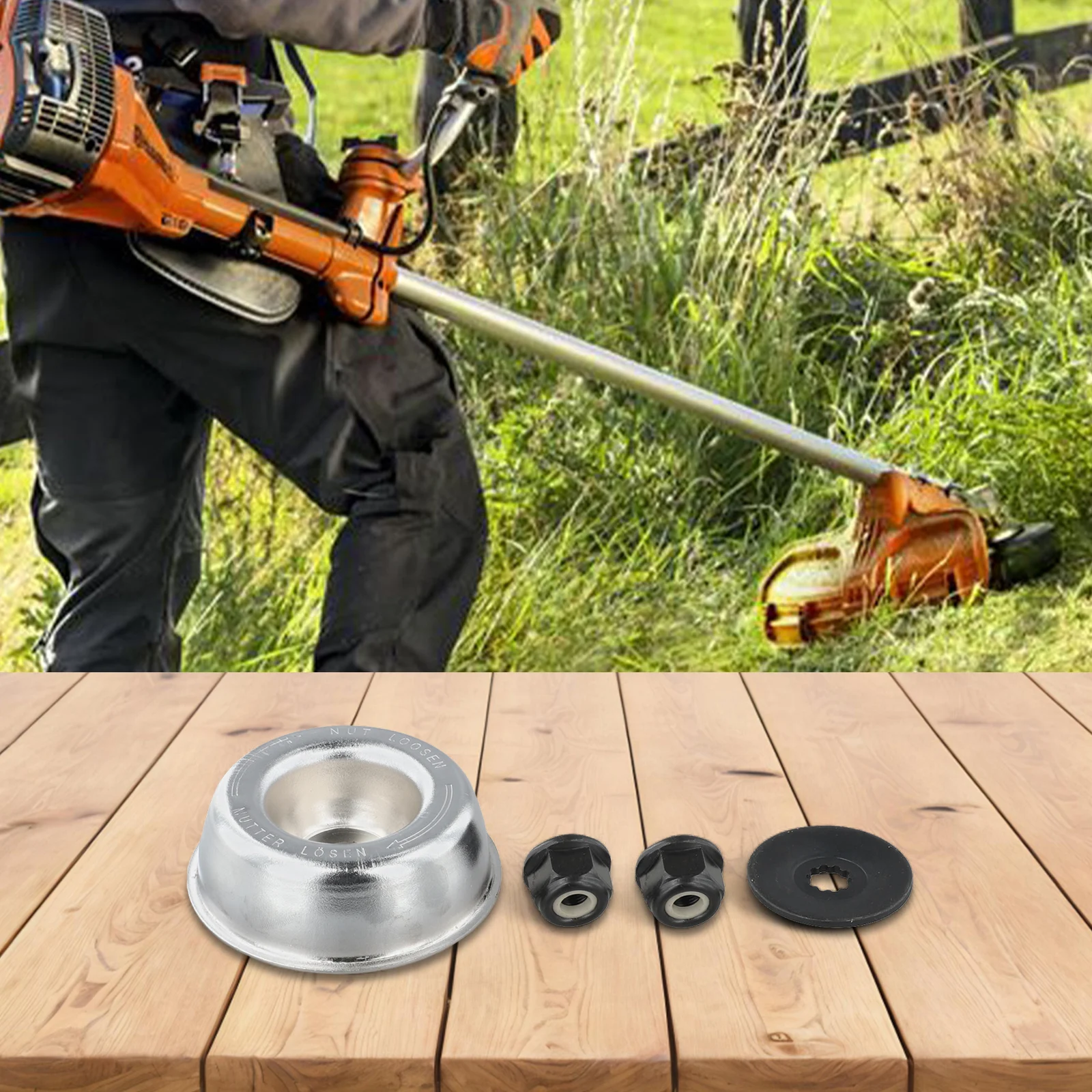 For Brushcutter Blade Fixing Set with Rider Plate Collar Nut and Thrust Washer for FS44 FS56 FS65 FS74 Compatibility