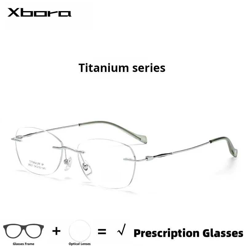 

Ultralight Women Rimless Prescription Glasses Reading Computer Driving Blue Light Blocking Myopia Eyewear Progressive Men 9501