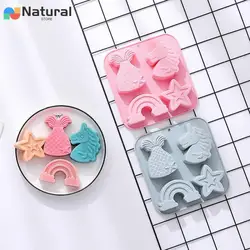 Cartoon Porous Unicorn Silicone Chocolate Mold Mermaid Candy Cake Ice Baking Mould Diy Star Rainbow Soap Candle Making Gifts