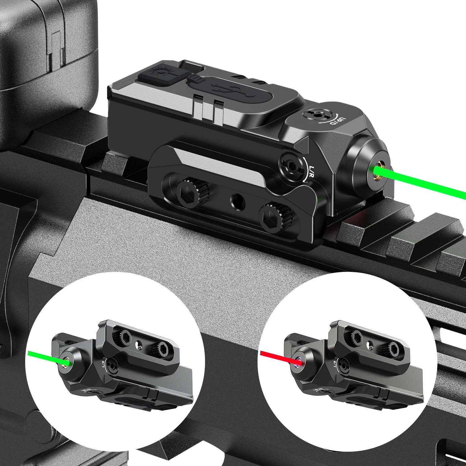 Ultra Light 40g Laser Aiming Sight Dual Red Green Beam Shock Resistant 4 Hours Runtime Picatinny Rail Mount Gear.