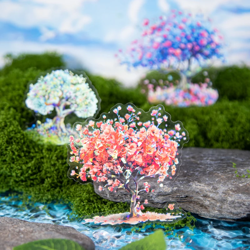 Yoofun A Tree Full of Flowers Aesthetic Stickers Pack Decorative Scrapbooking Diary Card Junk Journal Material Supplies