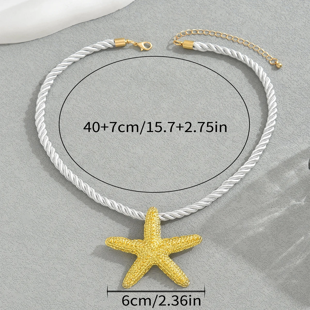 Obega Shiny Big Starfish Pendant Rope Necklace For Women Exaggerate Gold Color Summer Holiday Necklace Simple Creative Jewelry image 5