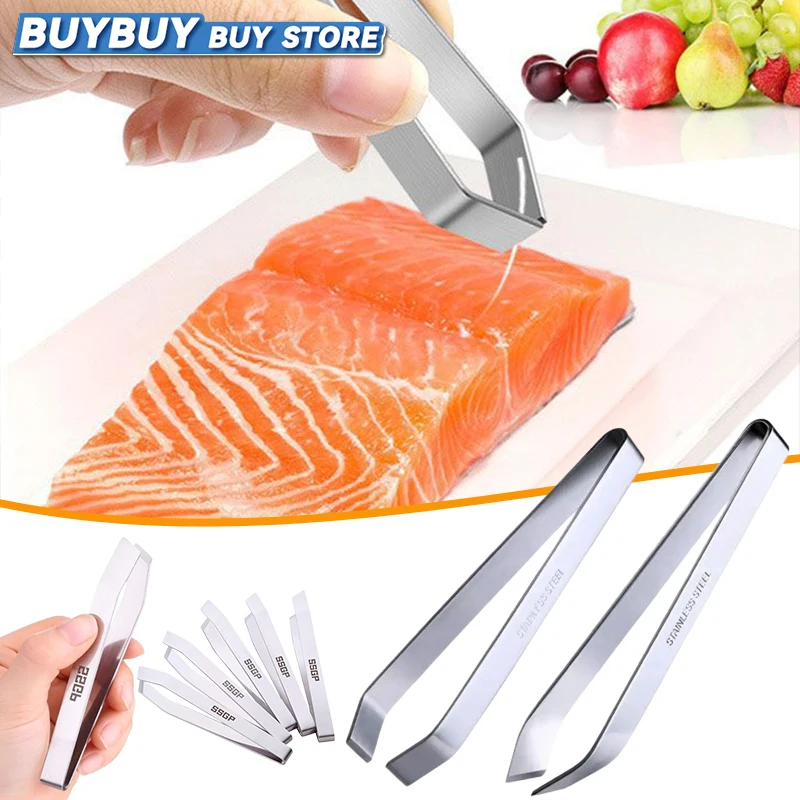 Fish Bone Tweezers Stainless Steel Chicken Feather Seafood Salmon Bone Clip Kitchen Tools Plucking Clamp Puller Tweezer For Fish