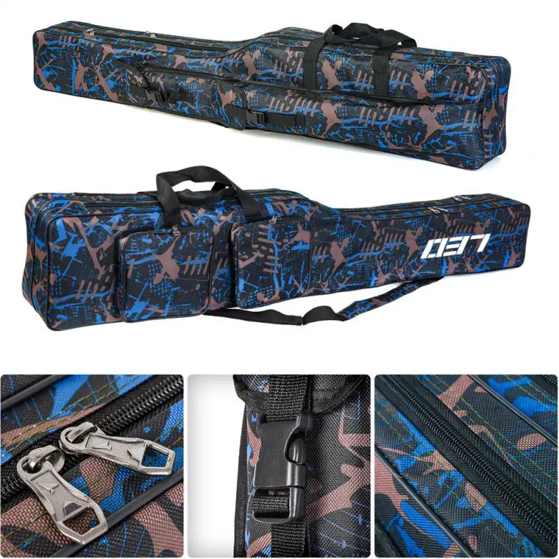 

Double Layer Knife Shaped Big Belly Fishing Gear Bag Collapsible Oxford Cloth Fishing Rod Zipped Case Fishing Tackle Bags