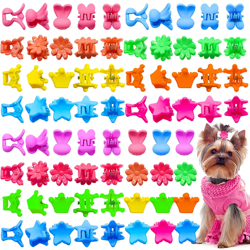 100/200PCS Mini Dog cats Hairpin Colourful Crown Hair Clips Hair Clip for Kids Baby Girls Headwear Hair Accessories Pet Products