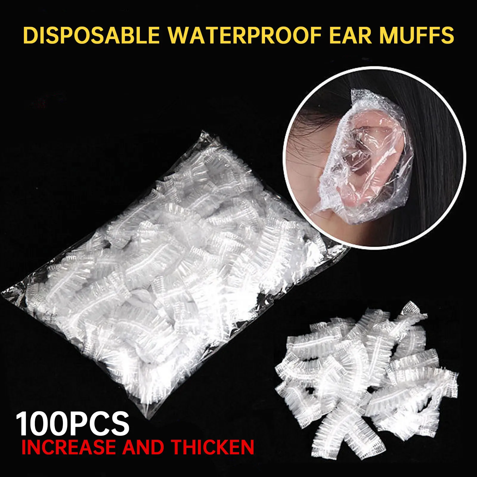 

100Pcs Disposable Hair Dye Earmuff Waterproof Ear Cover Baking Oil Wash Shower Bathing Barber Hairdressing Cleaning Accessories