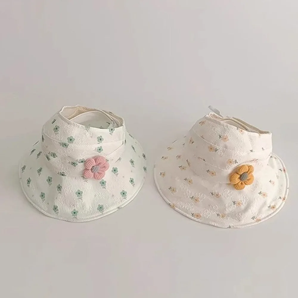 

Soft Korean Style Empty Top Kids Sunhat Wide Brim Breathable Baby Sun Shading Hat Cotton Flower Children's Fisherman Hat Baby