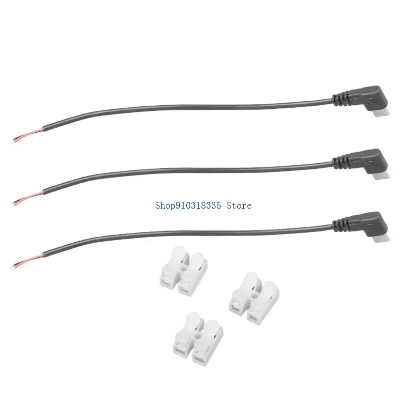 Open End Wire 90 Degree USB Type C Male USB C to 2 Pin Bare Wire