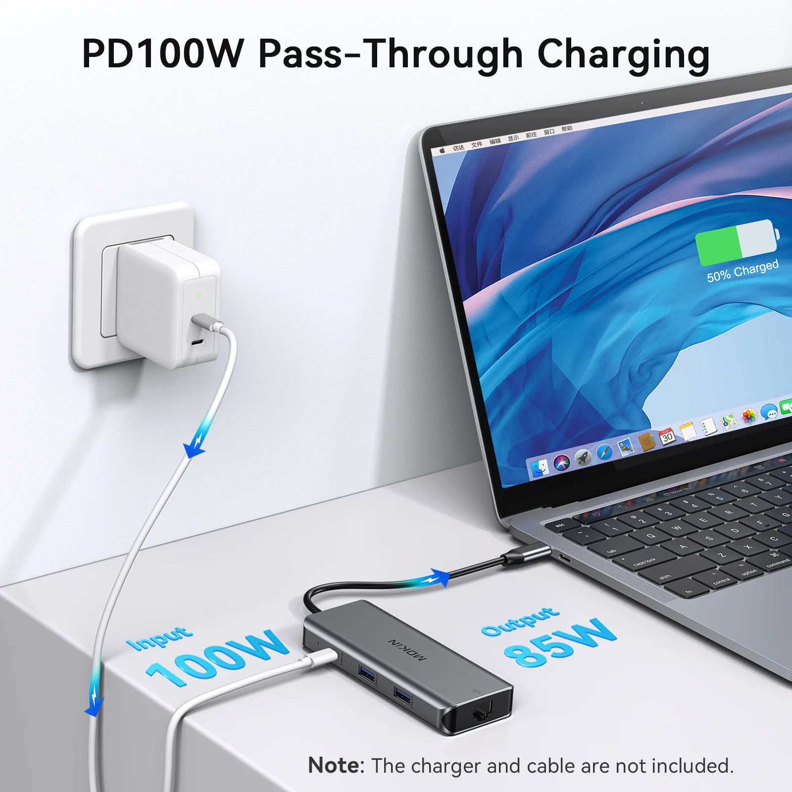 محول موكين 8 في 1 USB من النوع C، محطة إرساء USB للكمبيوتر المحمول لجهاز MacBook Dell/HP/Lenovo مع 4K HDMI، 3USB3.0، RJ45، PD100W #5