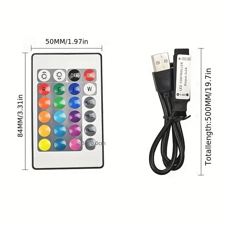 USB 5V mini 24key 4Pin RGB LED Strip Light RF Controller Control Cable Remote Dimmer for 5050 3528 2835 led Strip