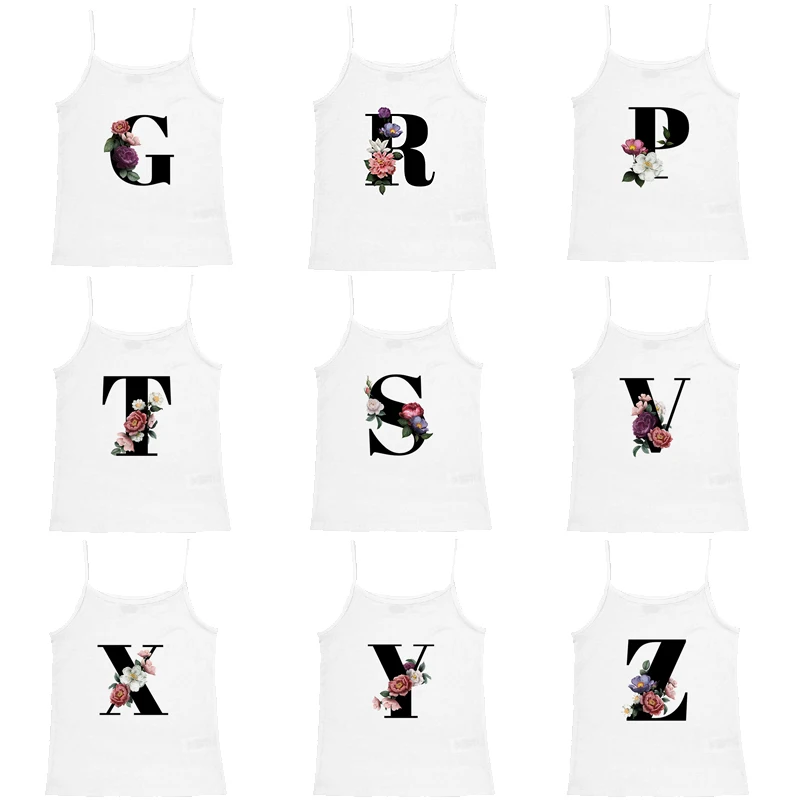 Y2k Style 26 English Letters Print Sleeveless Top Casual Women Grunge Crop Tops Harajuku Fashion Mini Vest 2000s Streetwear Girl