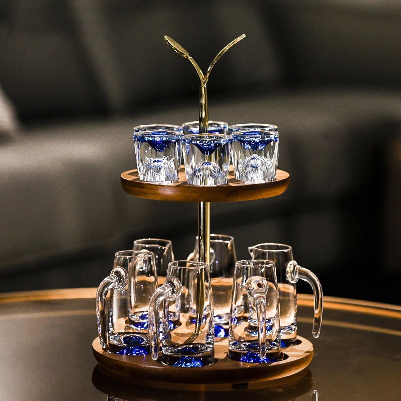 Blue Mountain Baijiu Cup Set Light Luxury Household Crystal Glass Wine Dispenser Gift Small Wine Glass