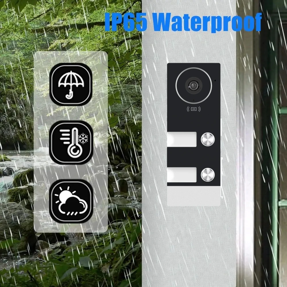7 Inch Multifamily Wifi Video Intercom System Video Doorphone 1080P Touch Monitors Wireless Doorbell for 2,3,4 Homes Apartments