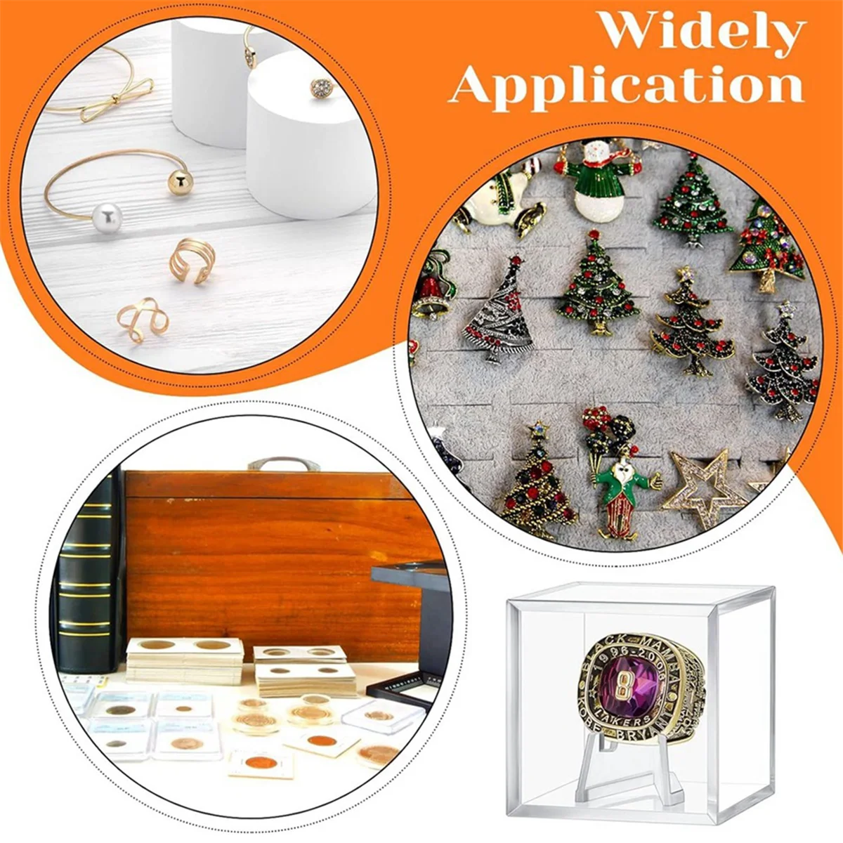 Championship Ring Display Case Clear Acrylic Display Case Mini Acrylic Easel Stands Challenge Coin Holder SQ