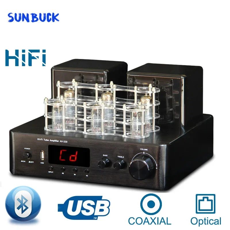 Sunbuck HIFI 6U1 6K4 Vacuum Tube Integrated Amplifier, Bluetooth Coaxial optical input Stereo Lossless decoding USB Preamplifier
