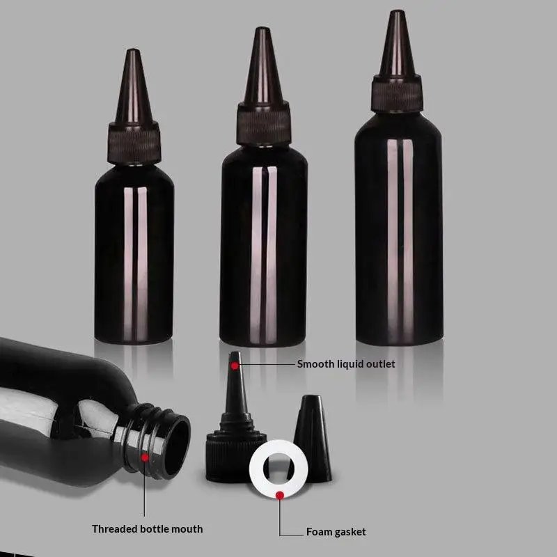 1 Stück schwarze, leere Kunststoffflasche mit zylindrischem Form, weichem Material und Drehverschluss, lichtundurchlässige Klebstoffflasche für UV-Harzkleber und Flüssigkeiten. – Detail 5