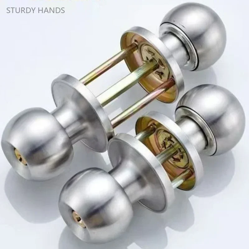 1 set of stainless steel three bar ball lock household universal plastic steel door bedroom ball lock hardware lock