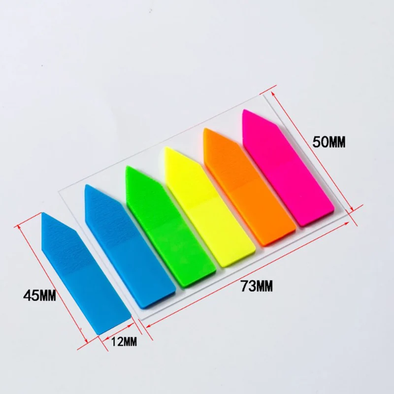 100Sheets/1pc Fluorescence Self Adhesive Memo Pad Sticky Notes Bookmark Marker Memo Sticker Paper Student Office Supplies