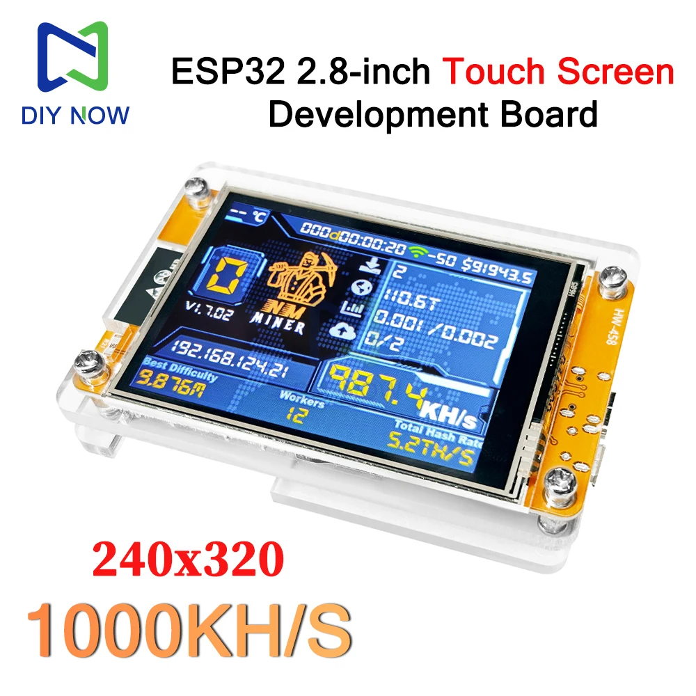 ESP32 2.8-inch OLED touchscreen development board ESP32-2432S028 development board for 1000KH/s hash rate operation Type- C