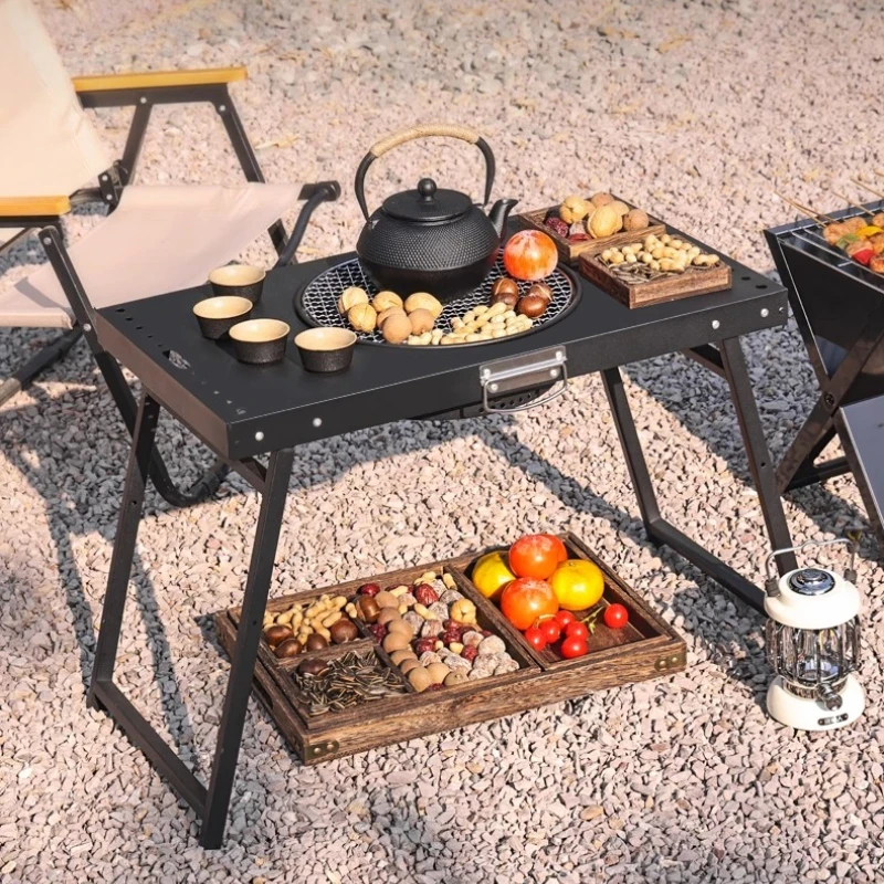 

Black Modern Outdoor Table Bistro Firepit Garden Lounge Outdoor Table Portable Lawn Salon De Jardin Exterieure Patio Furniture
