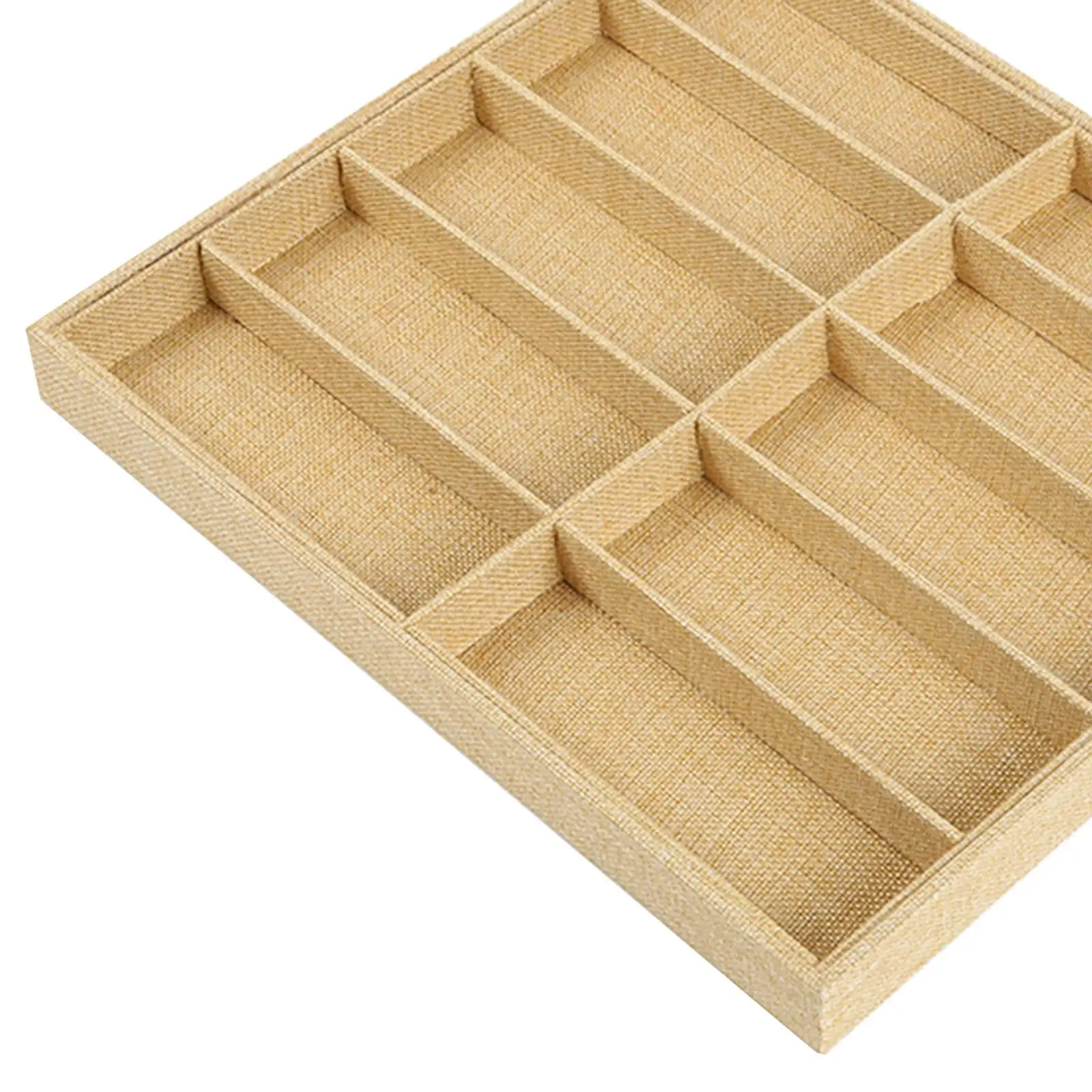 Wooden Eyeglasses Storage Box 10 Grid Linen Lined Sunglasses Display Tray Organizer Holder for Home Countertop Glasses Case