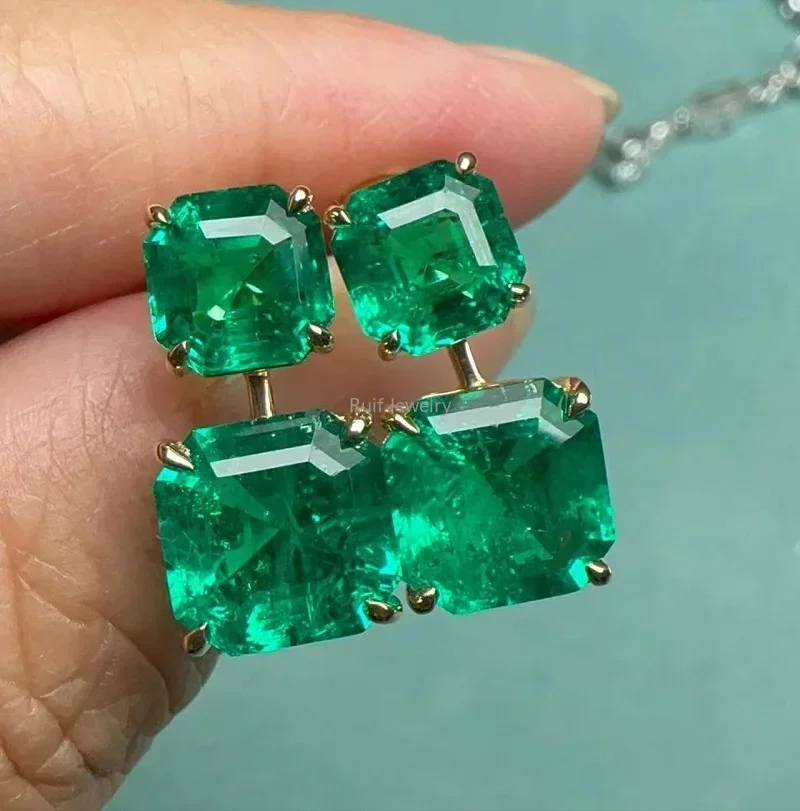 Ruif Factory Make 18k Gold Nice Inclusion Lab Grown Emerald Rings for Women Wedding Daily Wear Jewelry