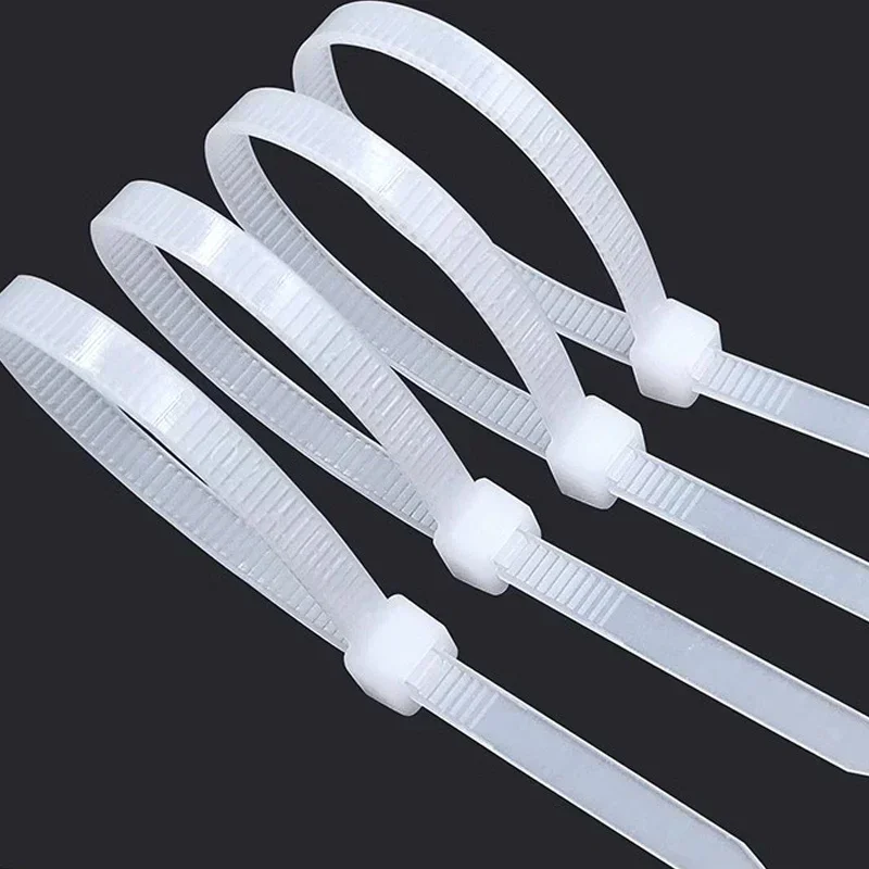 Nylon Cable Ties Self-locking Adjustable Cord Tie Straps Fastening Loop Fixing Ring Home Office Workshop Plastic Wire Cable Ties