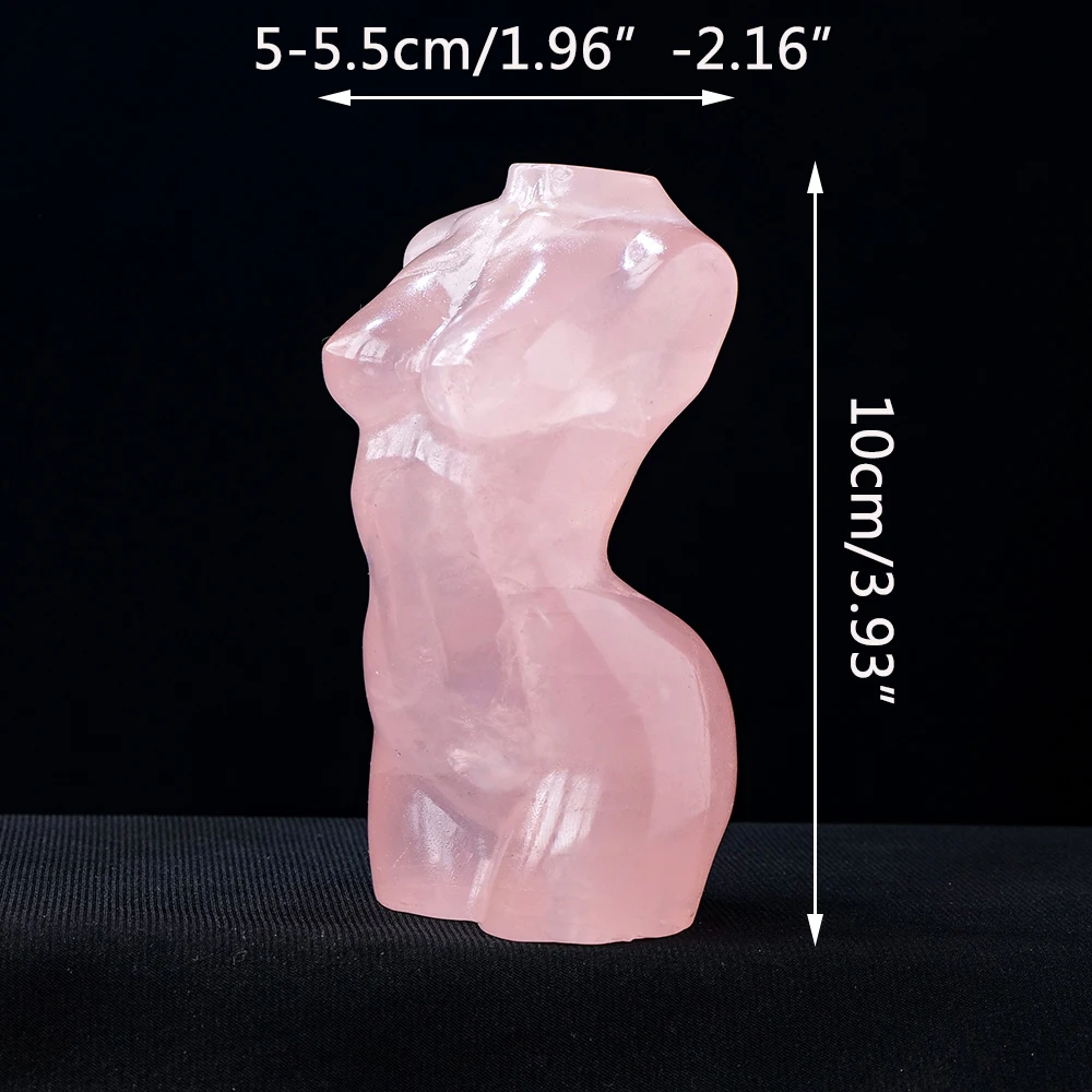 1PC 10cm Natural Crystal Model Statue Handmade Rose Quartz Female Body Carved Crafts Figurine Home Ornament Gift