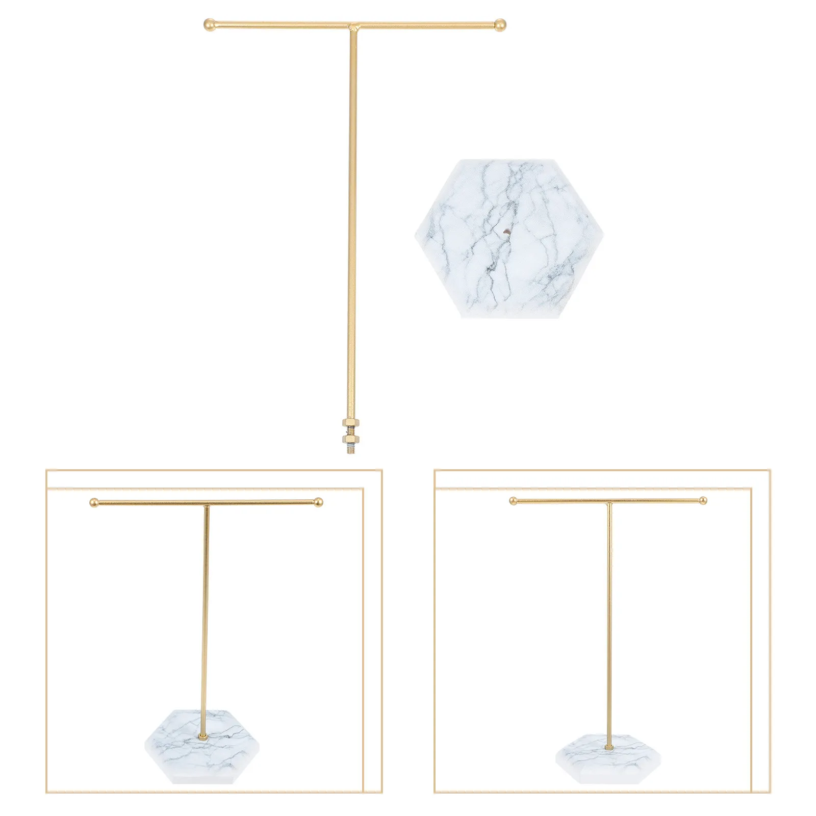 

Подставка для украшений из кованого железа, Т-образный держатель для серег, подставка для ювелирных изделий с мраморным основанием, органайзер для ожерелий, демонстрационная подставка для серег