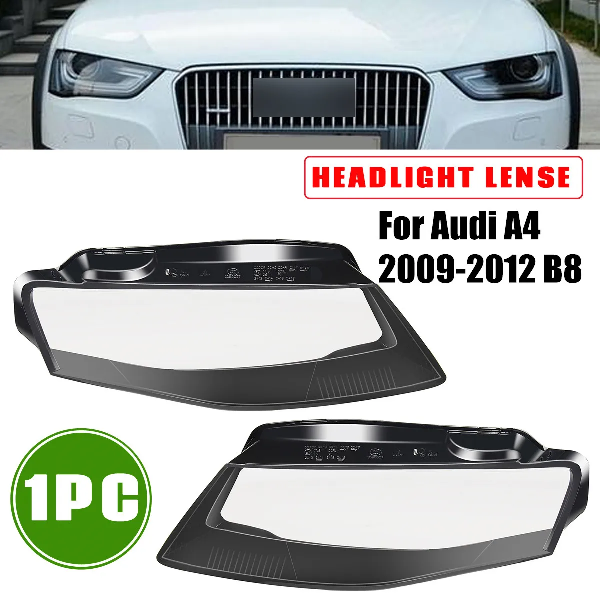 For Audi A4 B8 2009 2010 2011 2012 Front Headlight Cover Car Lens Headlamp Lamp Shell Auto Decor Light Case